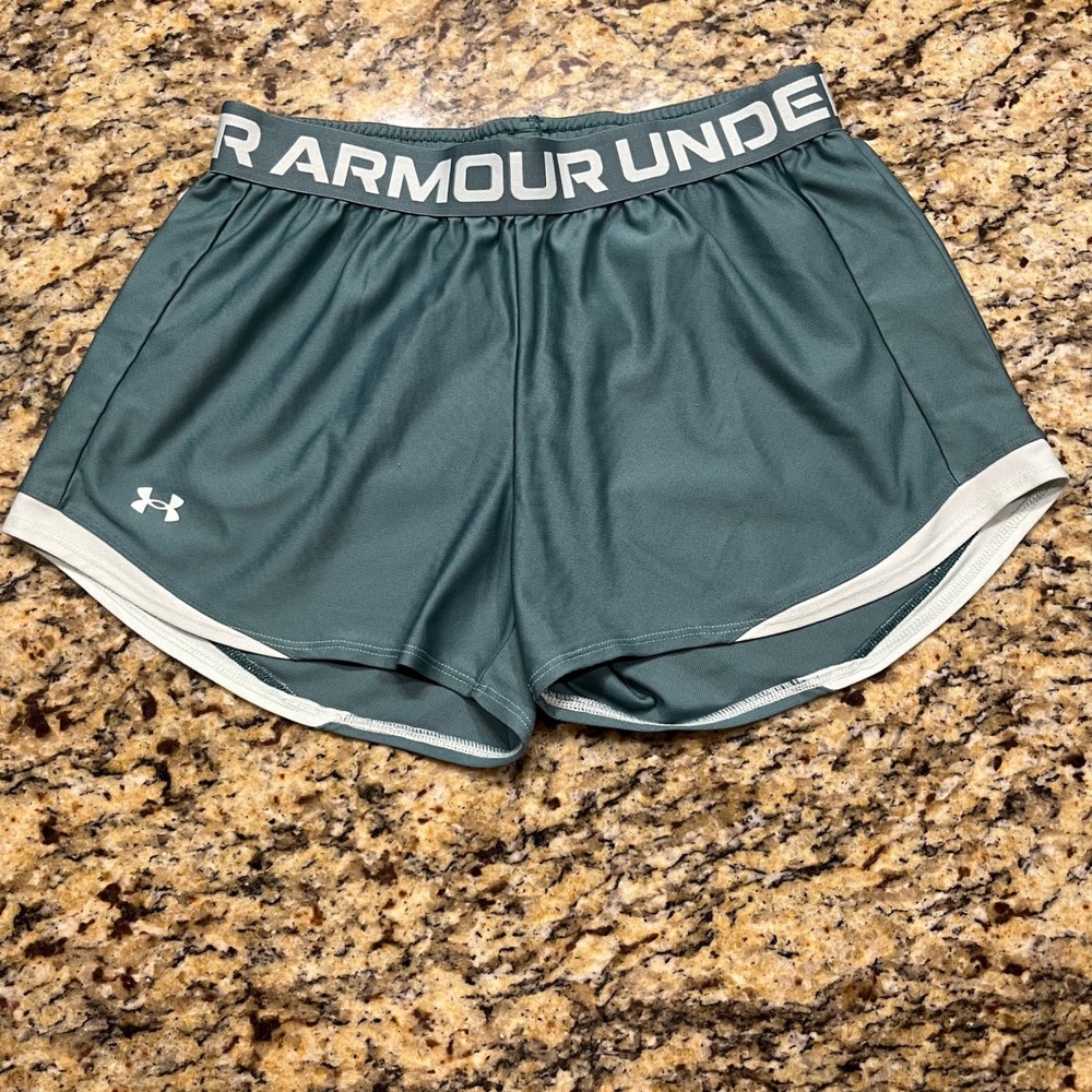 Under‎ Armour Play Up 3.0 Shorts Womens Small Teal Blue Athletic Running Gym